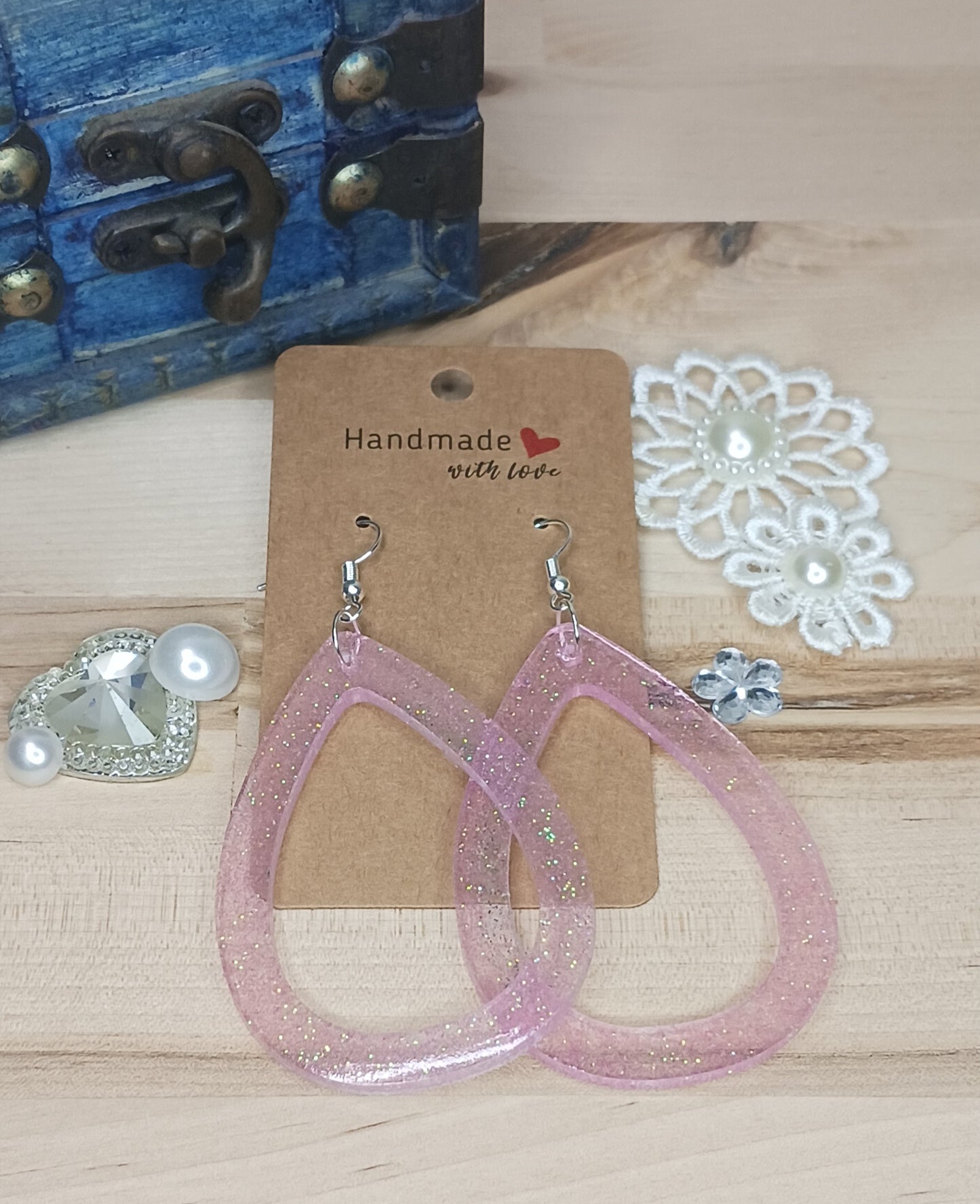 Open Tear Drop Resin Earrings