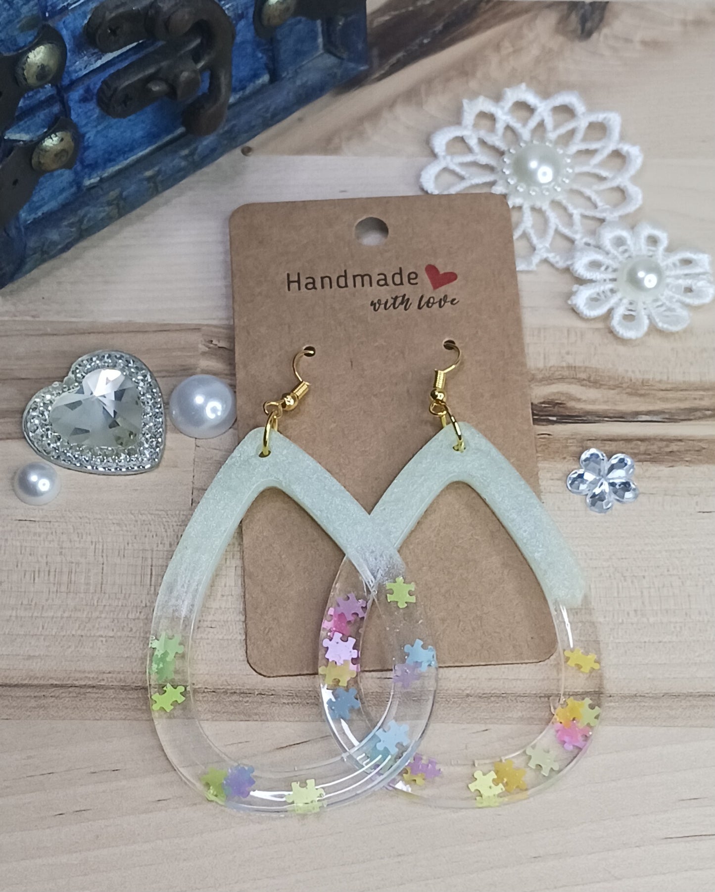 Open Tear Drop Resin Earrings