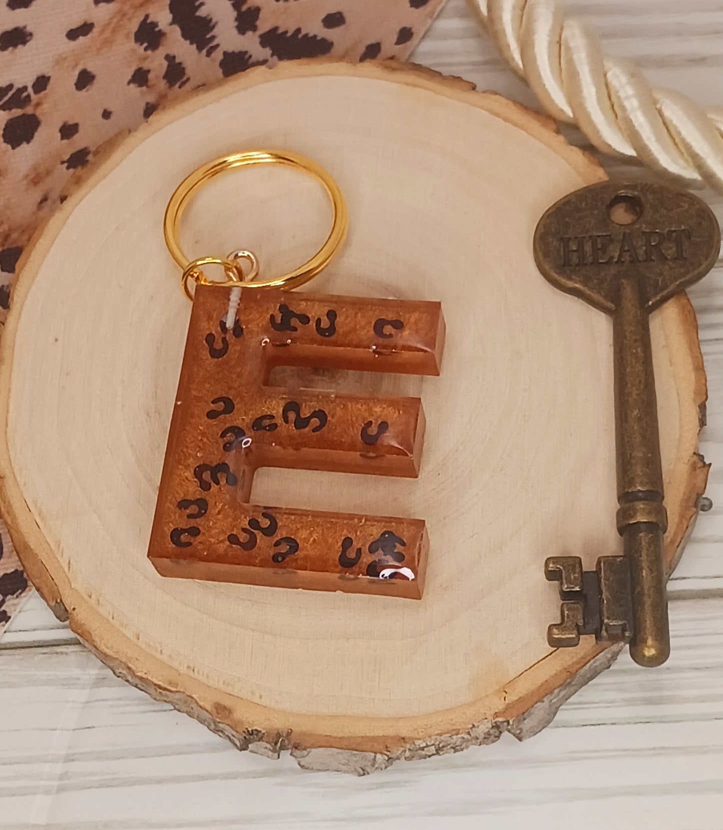 Leopard Print Letter Keychains
