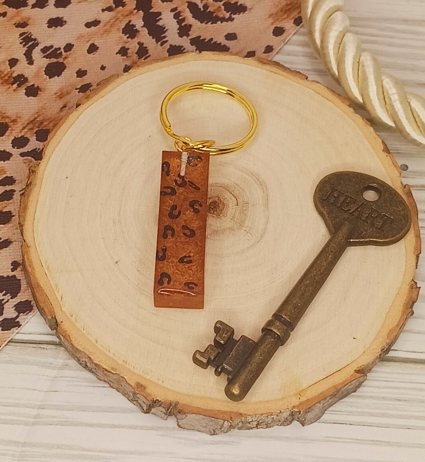 Leopard Print Letter Keychains