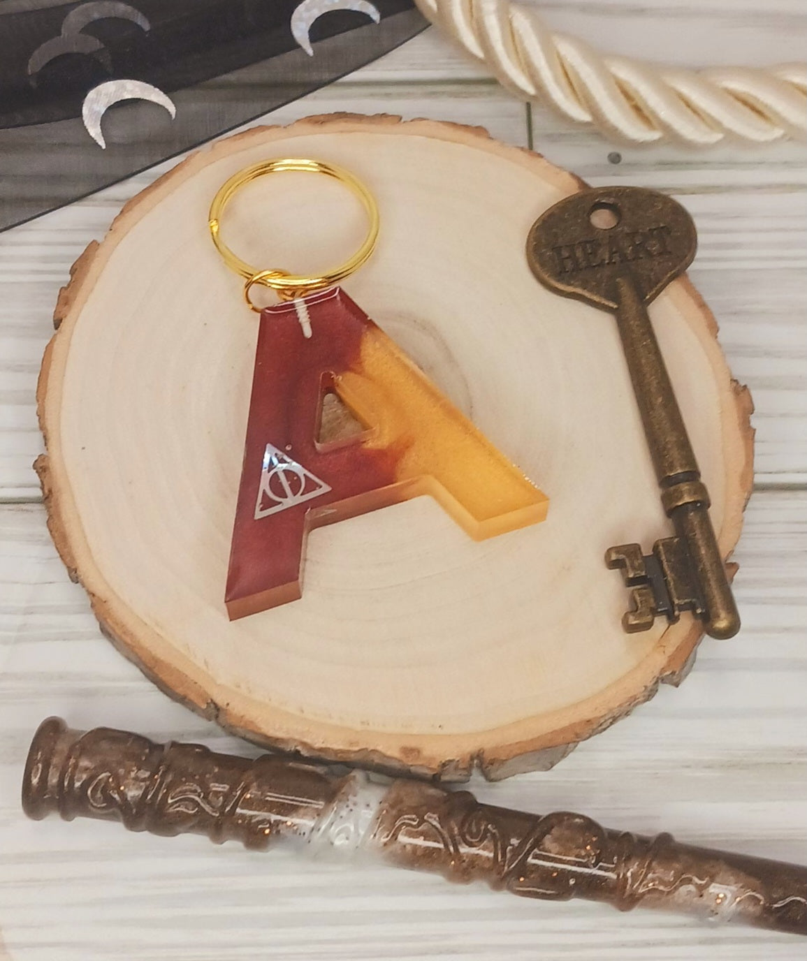 Red and Gold Letter Keychain