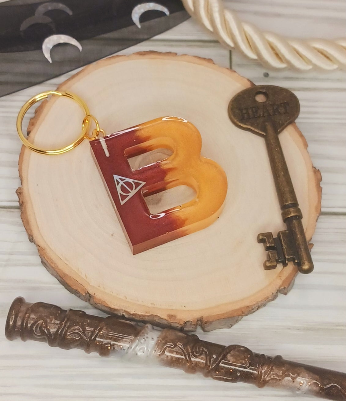 Red and Gold Letter Keychain