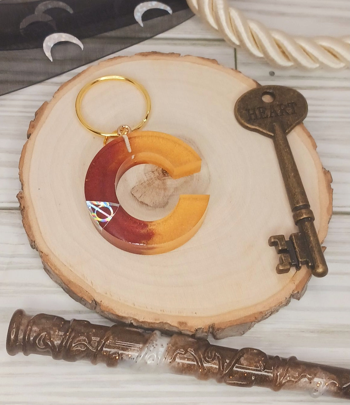 Red and Gold Letter Keychain