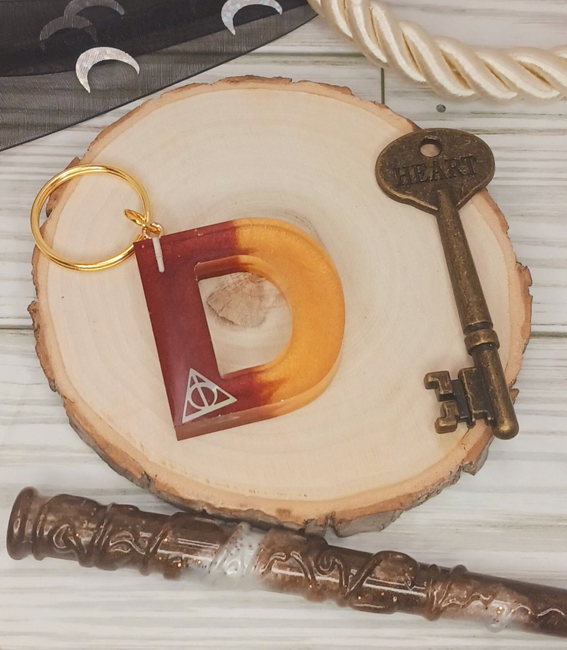 Red and Gold Letter Keychain