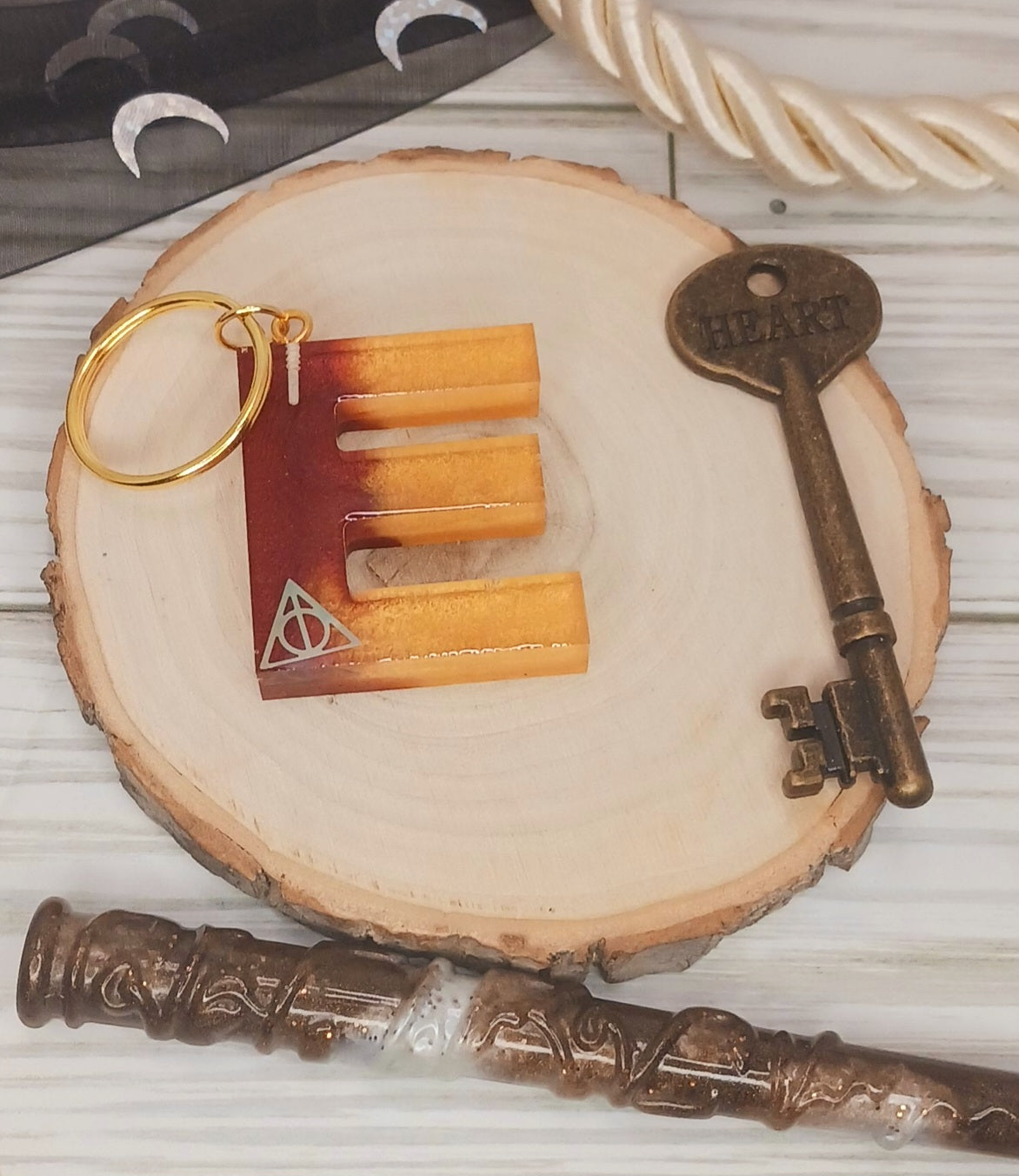 Red and Gold Letter Keychain