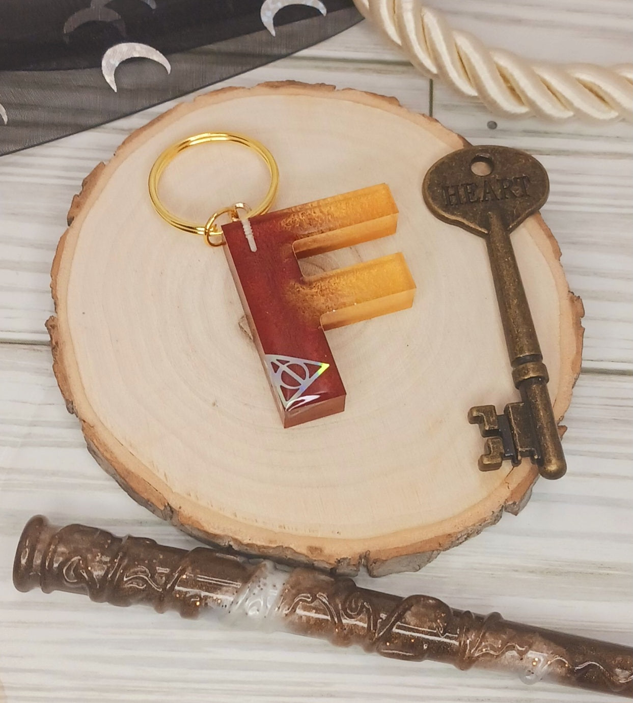 Red and Gold Letter Keychain