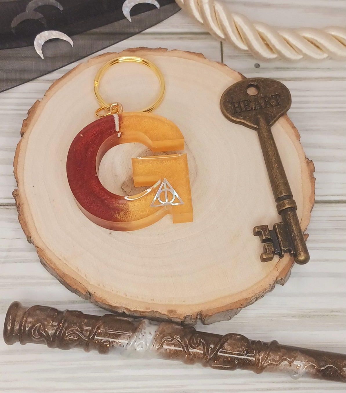 Red and Gold Letter Keychain