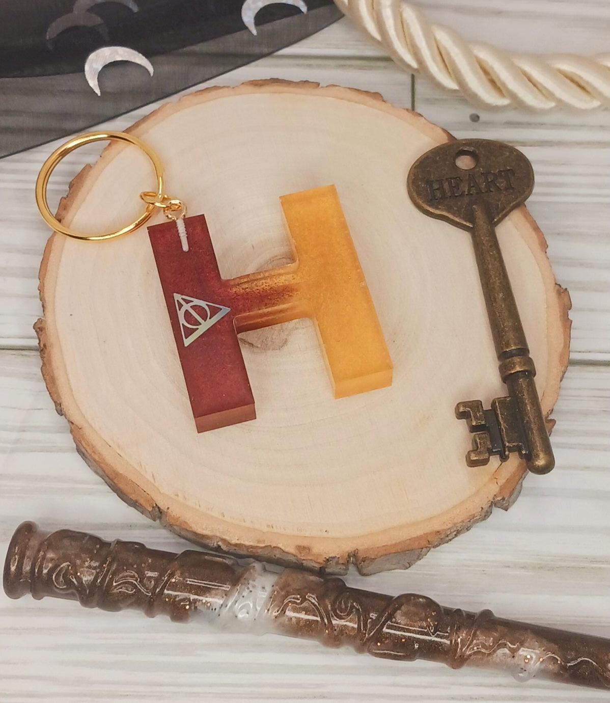 Red and Gold Letter Keychain