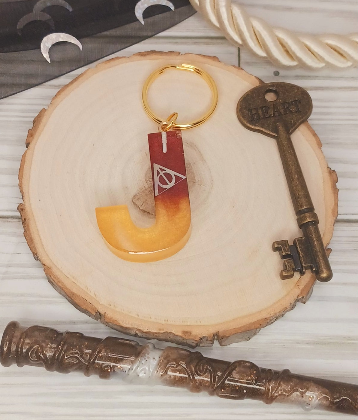 Red and Gold Letter Keychain