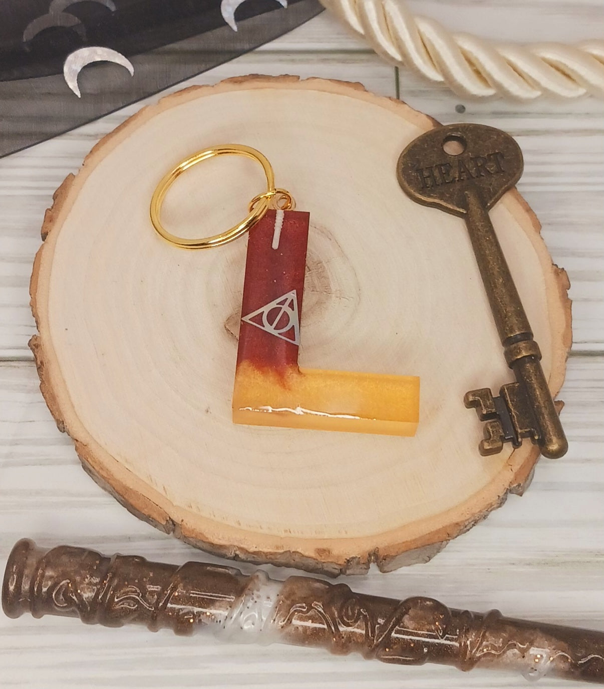 Red and Gold Letter Keychain
