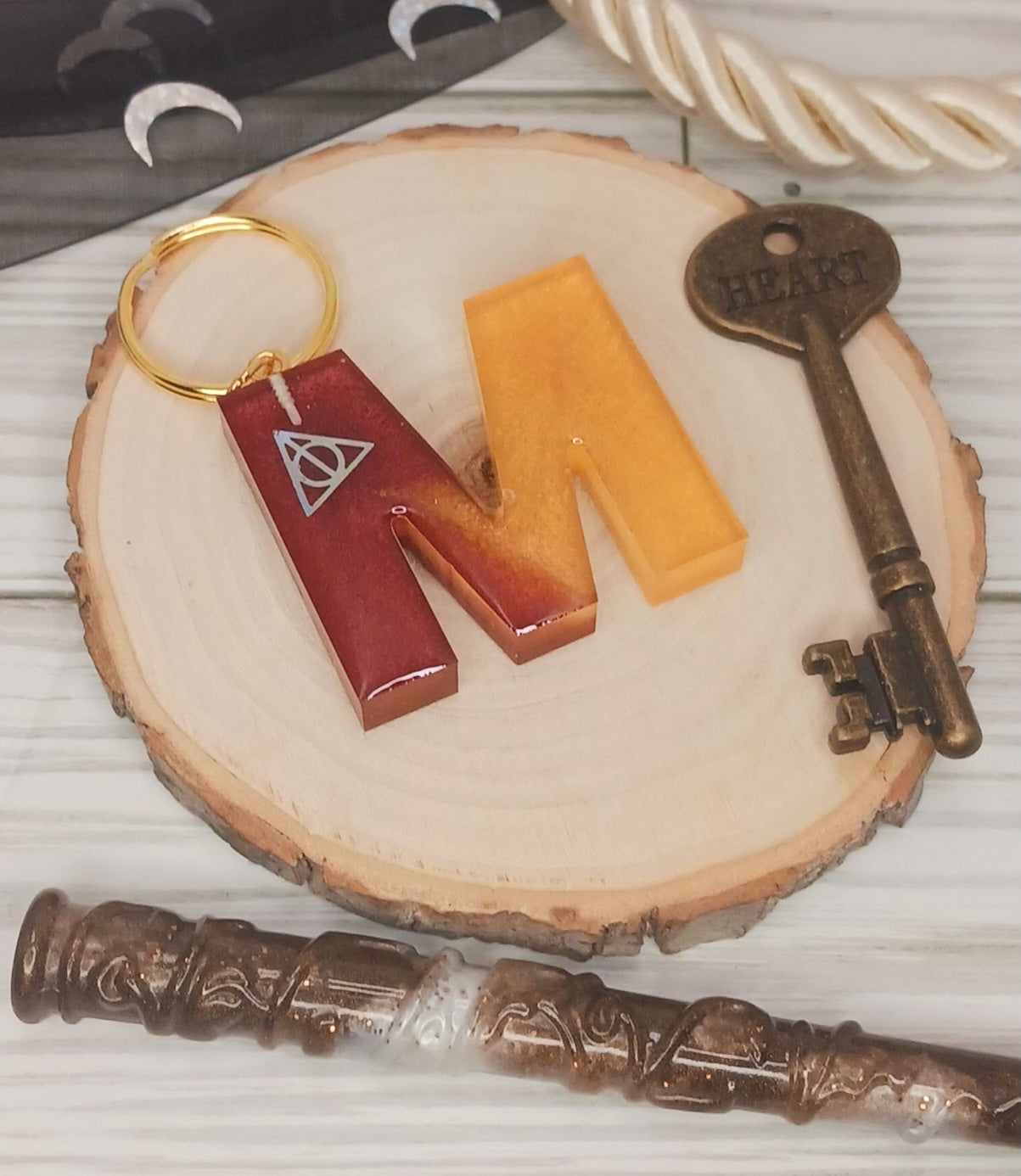 Red and Gold Letter Keychain