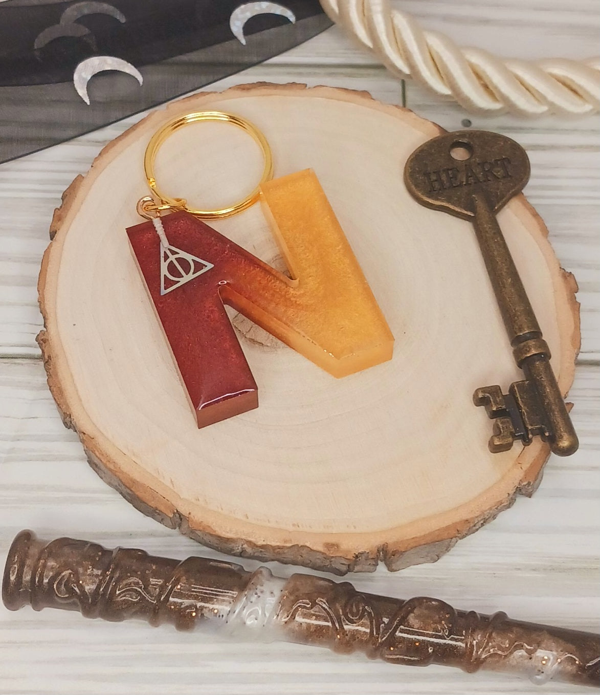 Red and Gold Letter Keychain