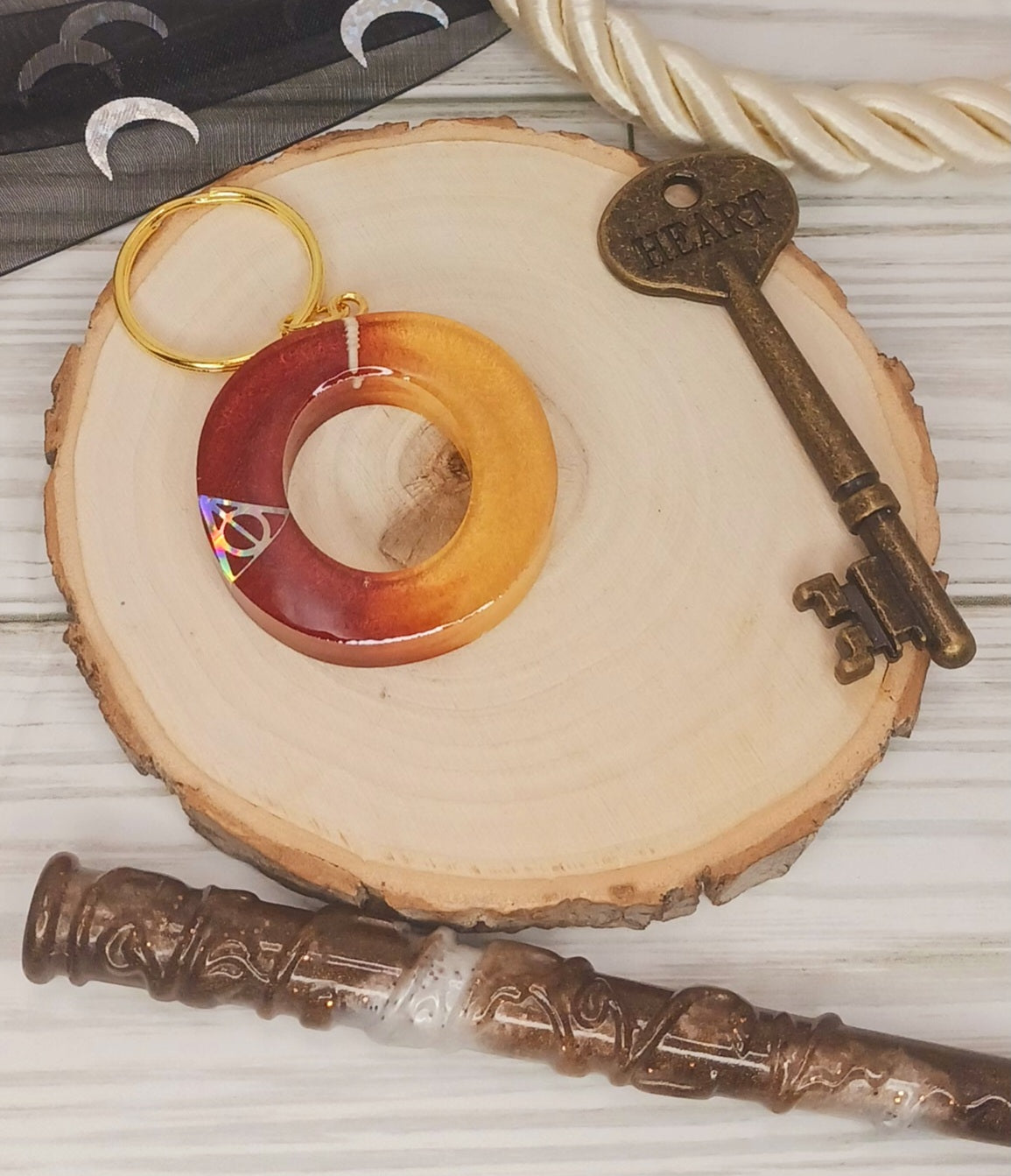 Red and Gold Letter Keychain