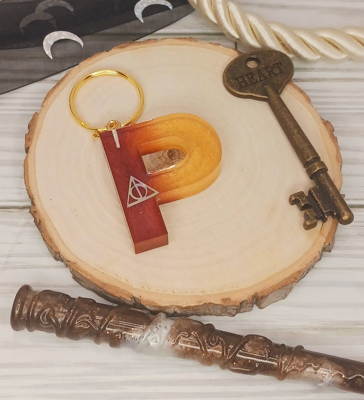 Red and Gold Letter Keychain