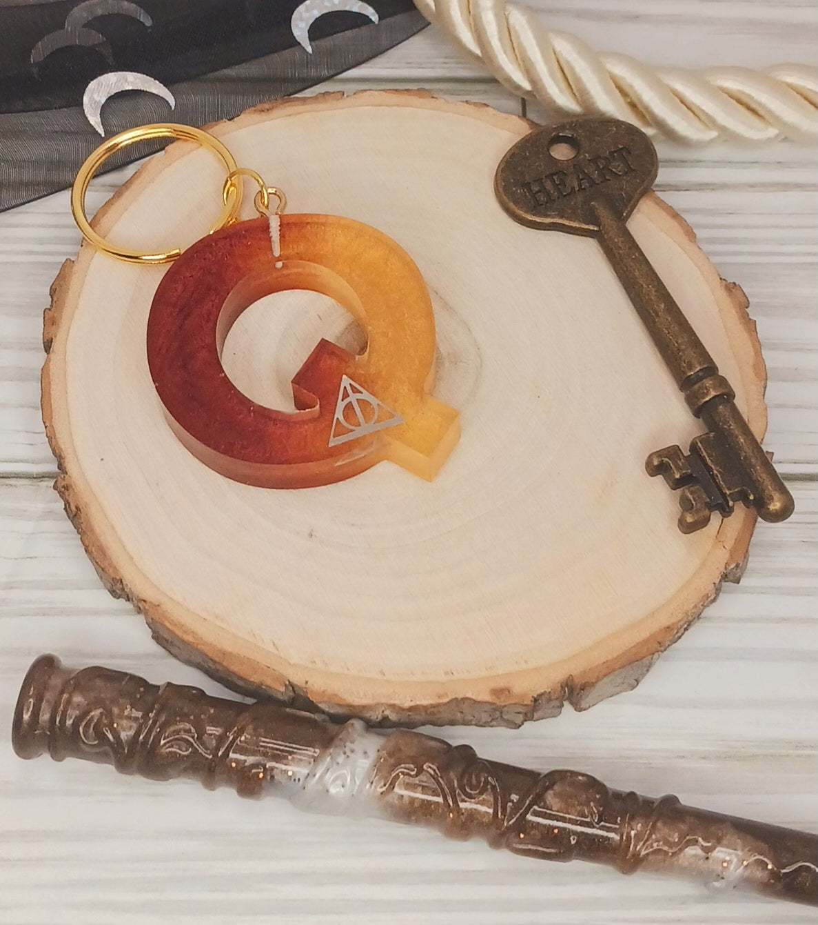 Red and Gold Letter Keychain