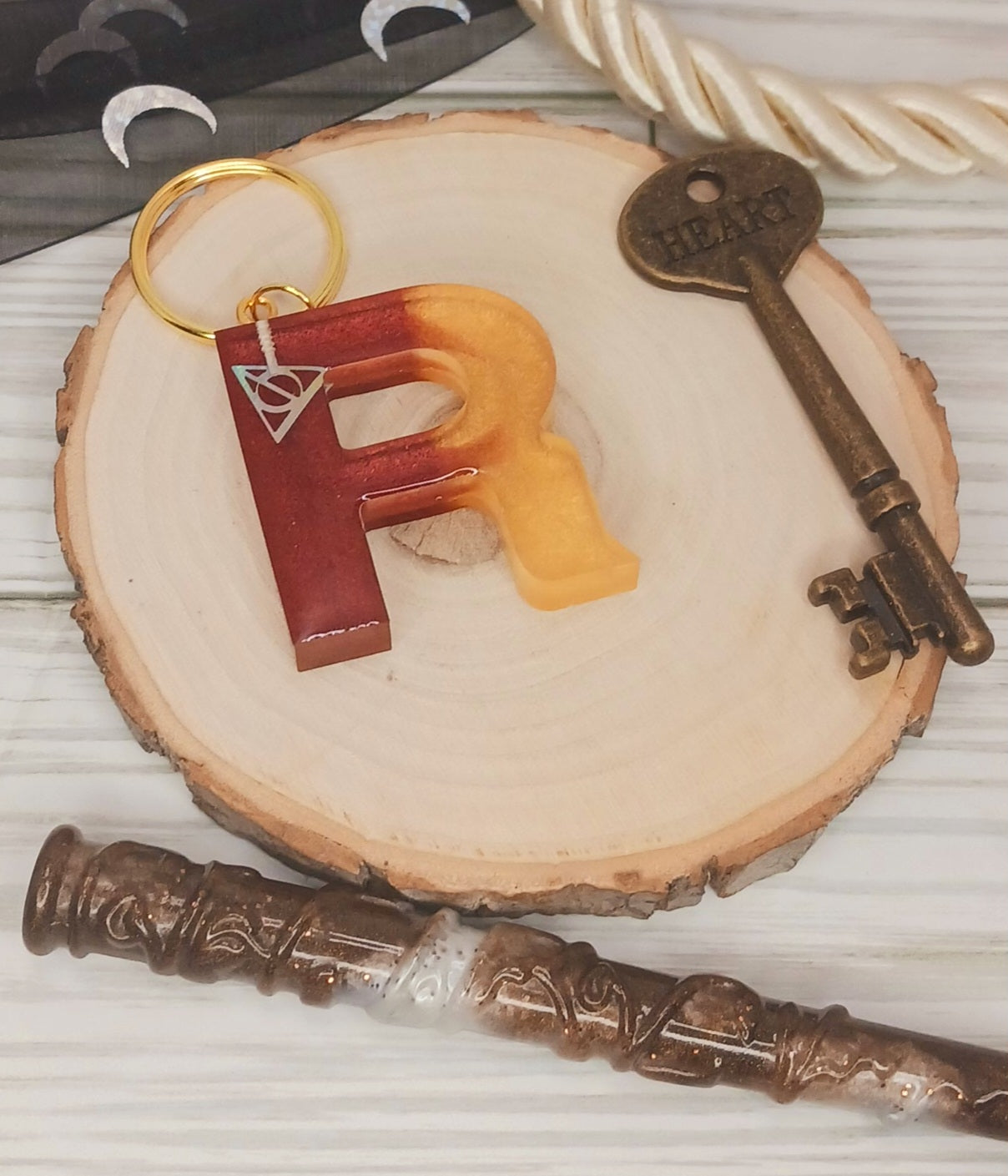 Red and Gold Letter Keychain