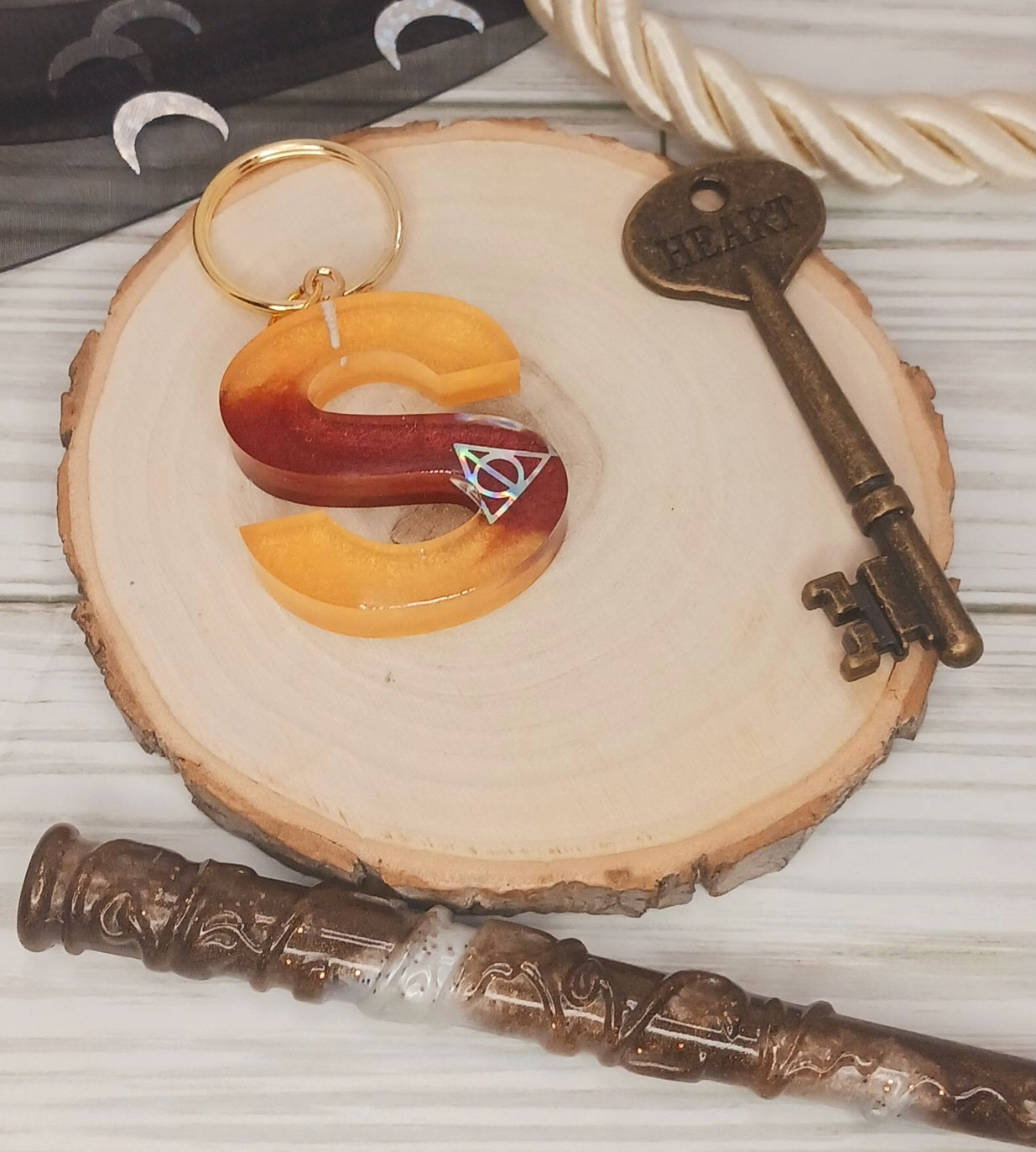 Red and Gold Letter Keychain