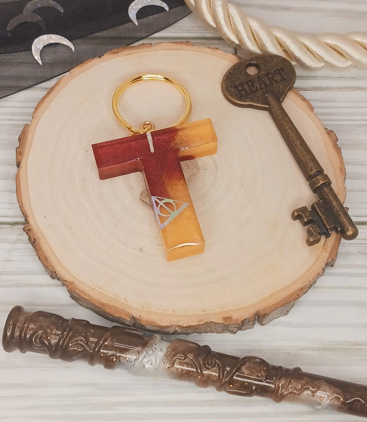 Red and Gold Letter Keychain