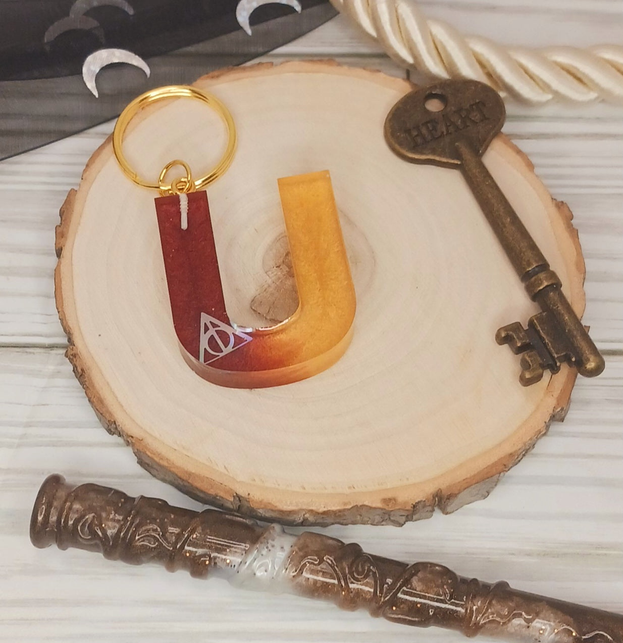 Red and Gold Letter Keychain