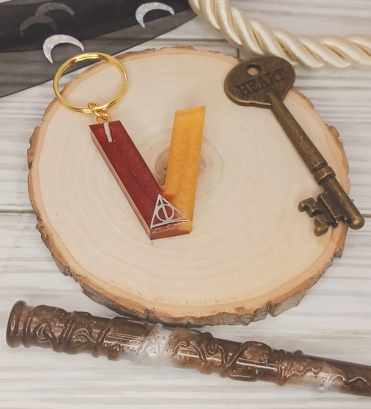 Red and Gold Letter Keychain