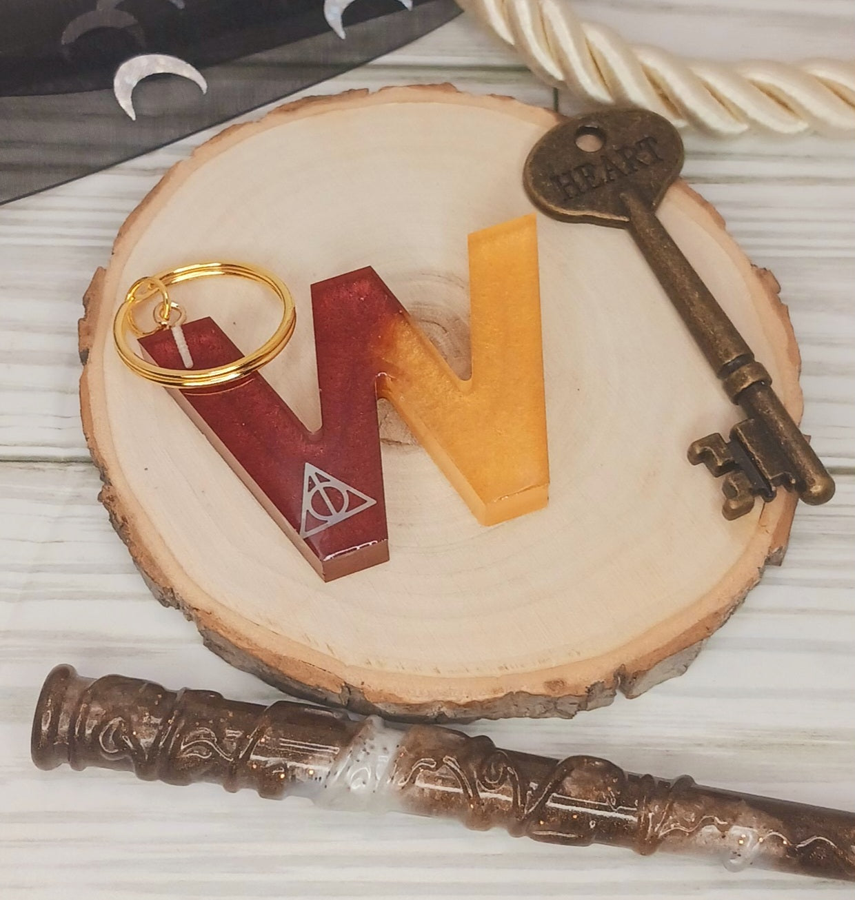 Red and Gold Letter Keychain