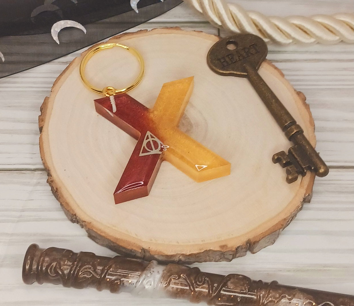 Red and Gold Letter Keychain