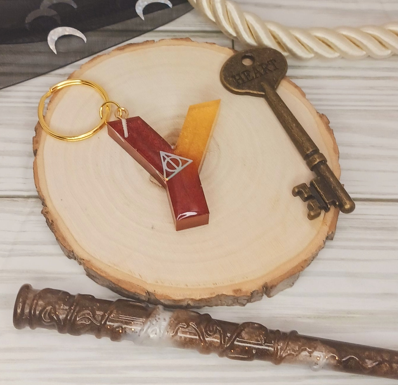 Red and Gold Letter Keychain