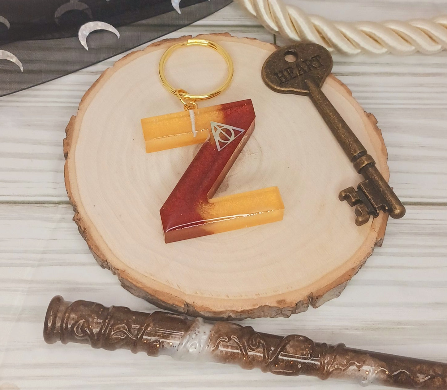 Red and Gold Letter Keychain