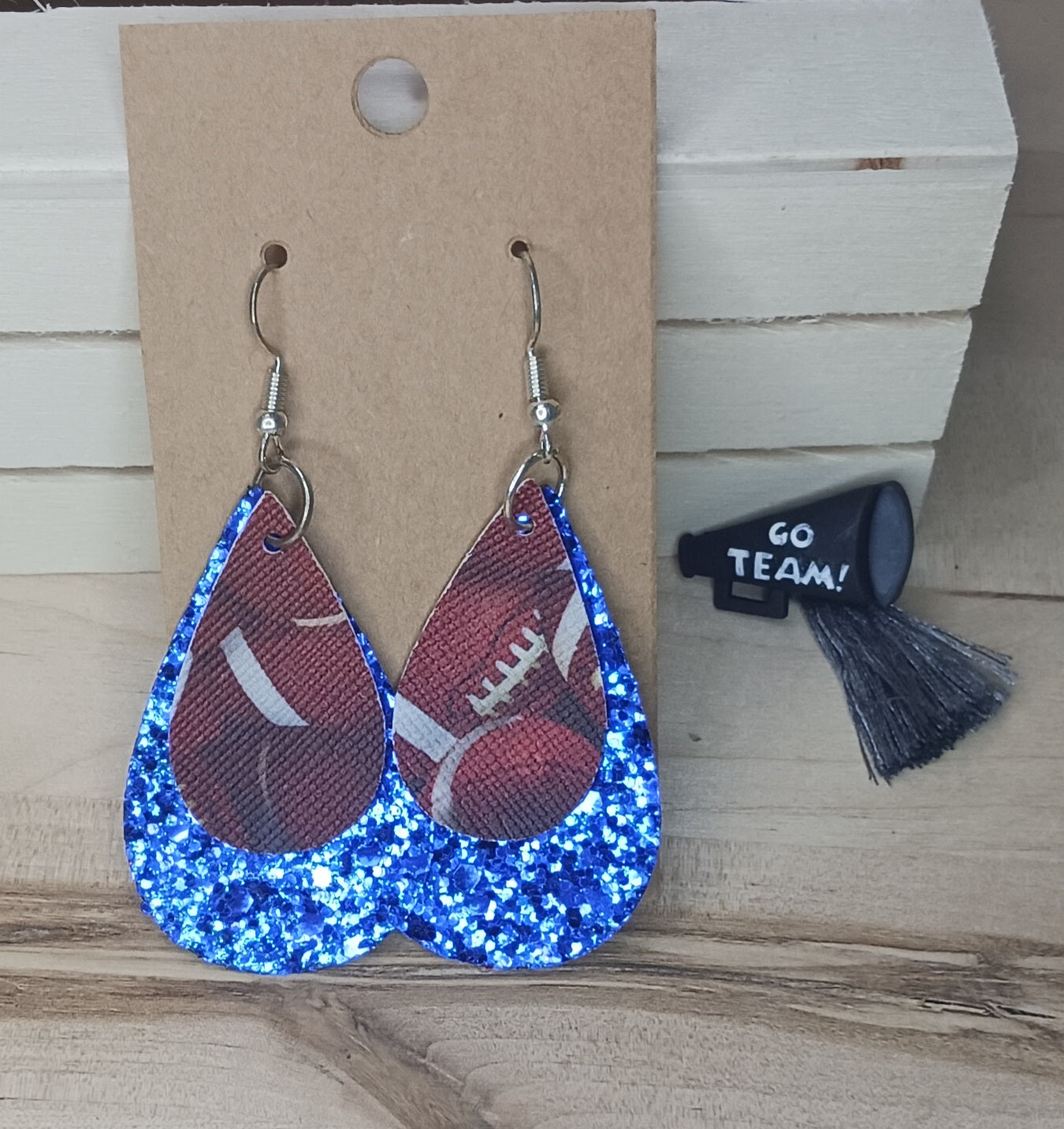 Football Teardrop Faux Leather Earrings