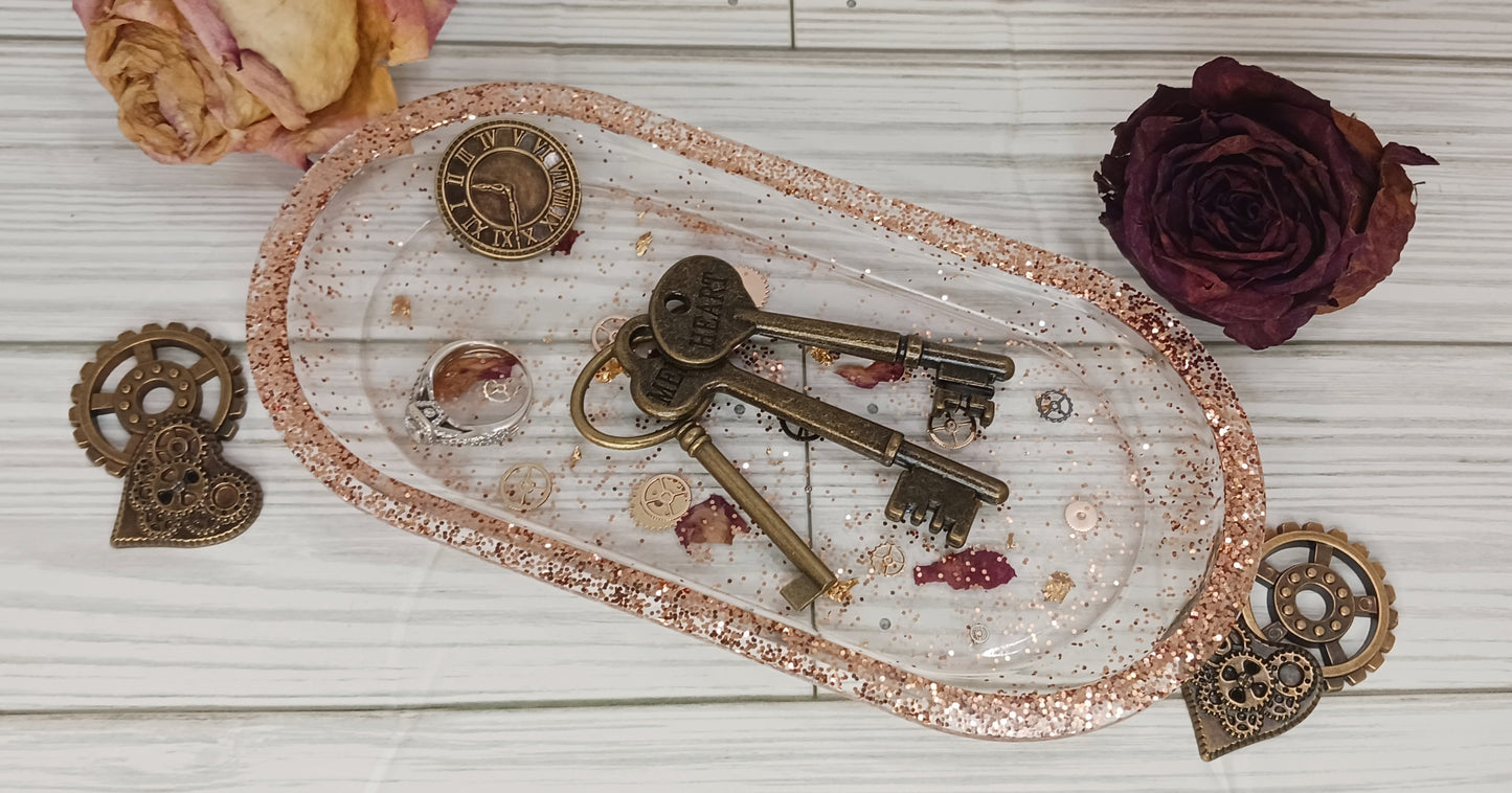Steam Punk Oval Resin Tray