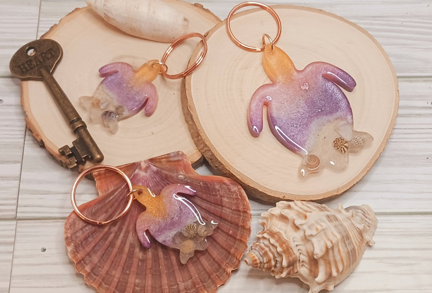 Sunset Resin Turtle keychains
