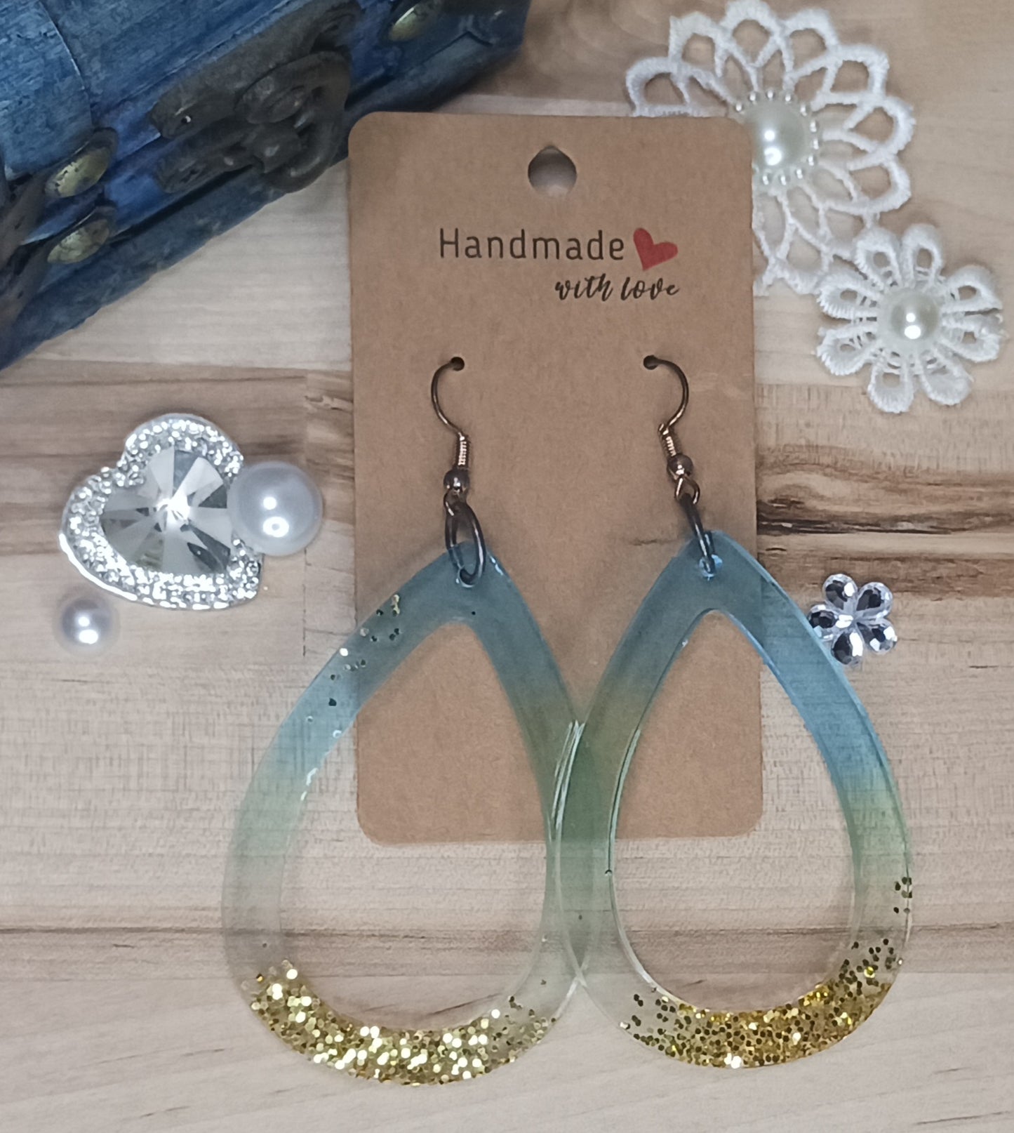 Open Tear Drop Resin Earrings