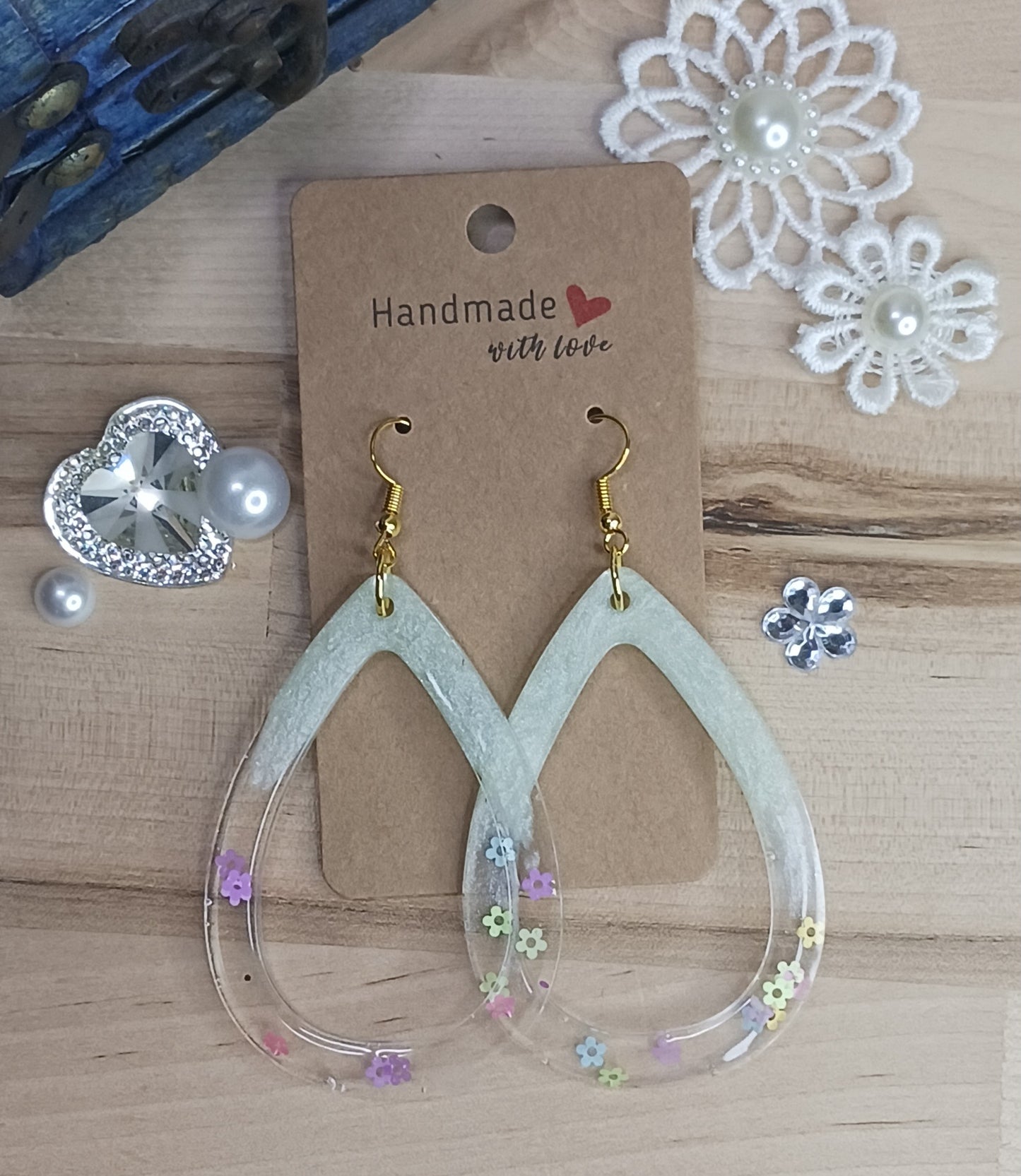 Open Tear Drop Resin Earrings