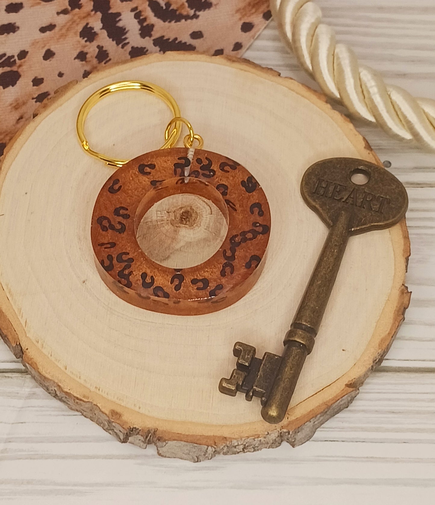 Leopard Print Letter Keychains