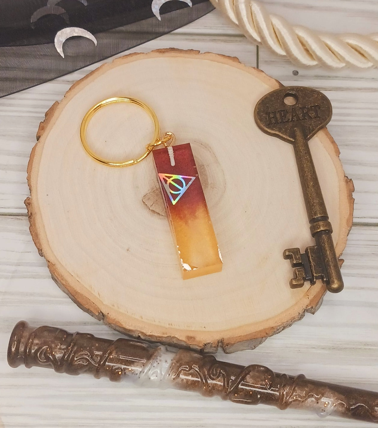 Red and Gold Letter Keychain