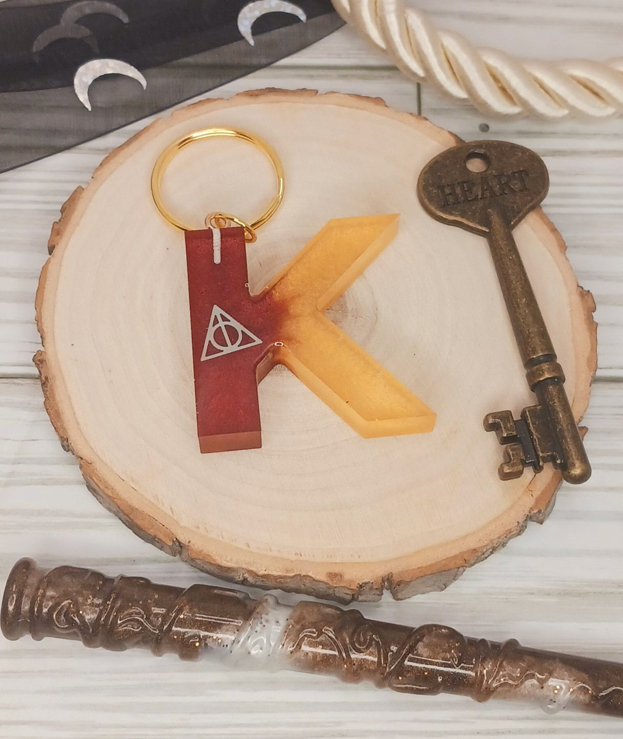 Red and Gold Letter Keychain