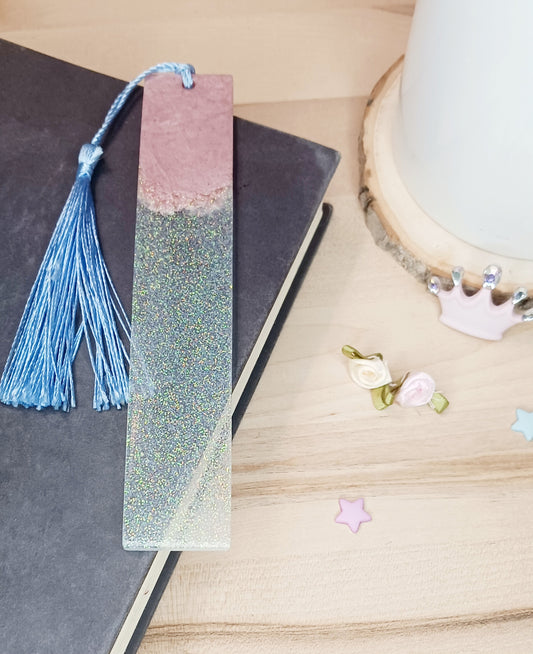 Pink and Glitter Resin Bookmark