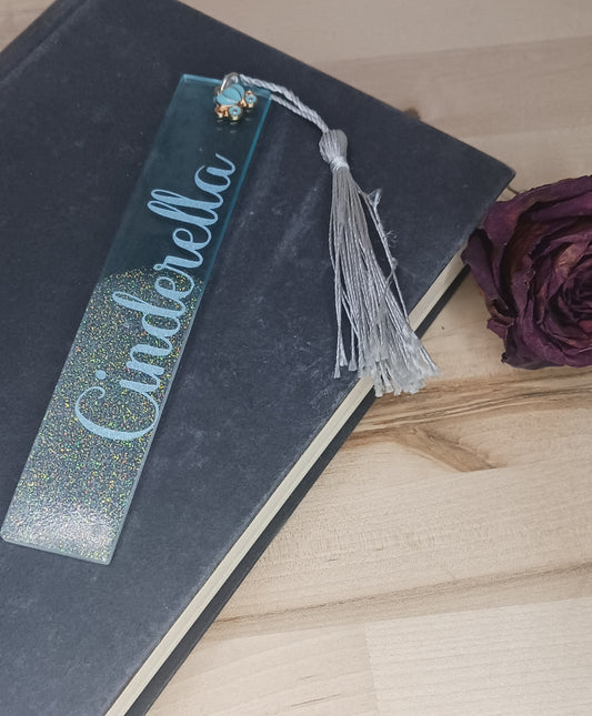 Cinderella Inspired Blue and Silver Resin Bookmark
