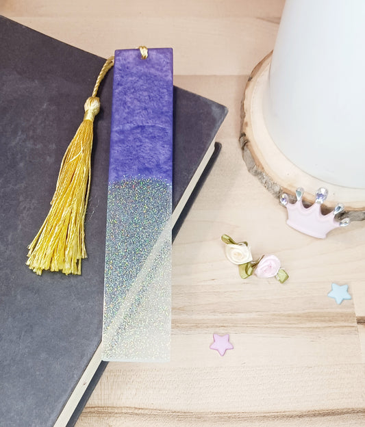 Purple and white glitter bookmark