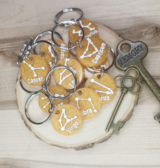 Yellow and White Zodiac Keychain